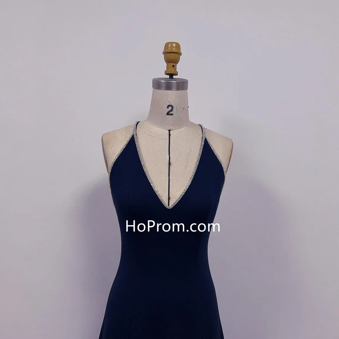 Anya Amasova Navy Backless Dress Prom Evening Dress