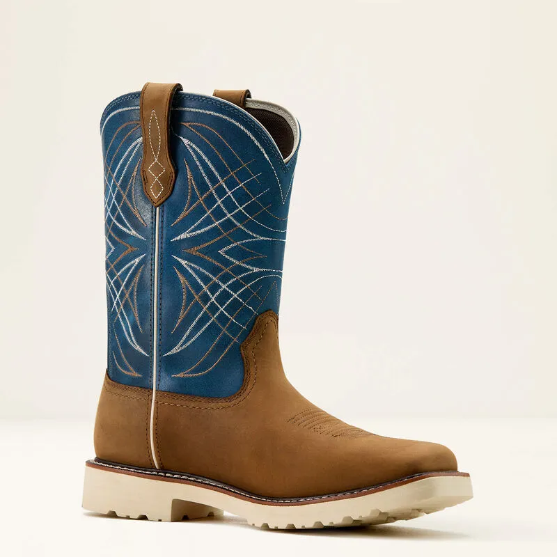 Ariat Men's Activator 11" Square Toe Waterproof Western Work Boot- Brown/Blue - 10060895