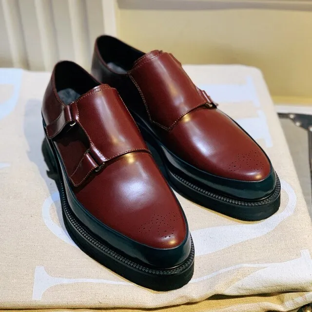 Man Footwear Buckle Casual Wing Tip Office Work Shoes