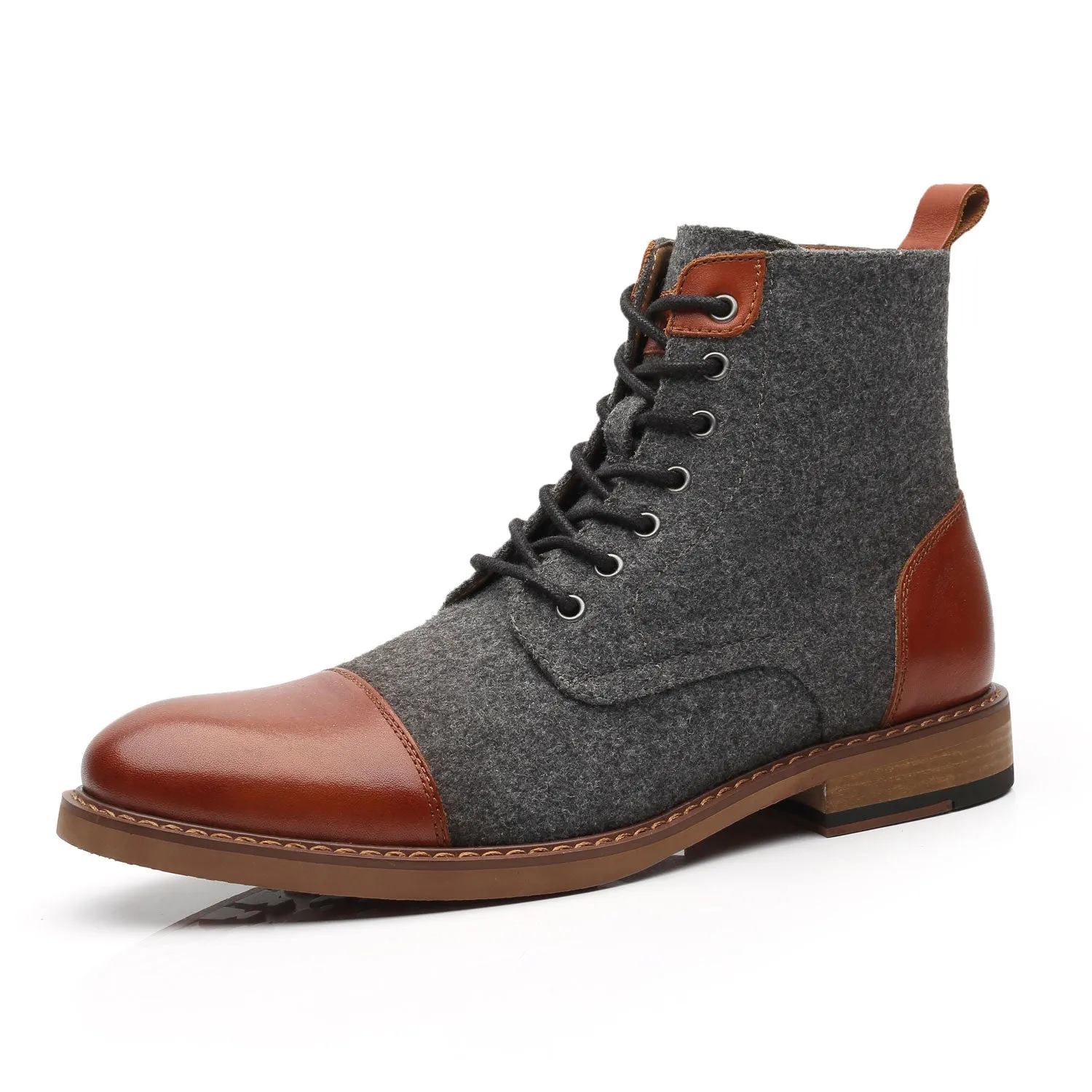 Mens Genuine Leather Boots Cosy-1-cognacgrey