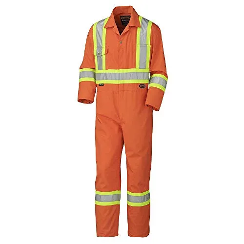 Pioneer CSA Action Back High Visibility Work Coverall with Elastic Waist & Adjustable Wrist, 7-Pocket, Tall Fit