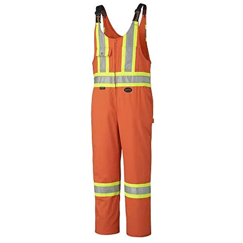 Pioneer CSA Hi Vis Overall Bib Work Pants, Reflective Stripe, 7 Reinforced Pockets