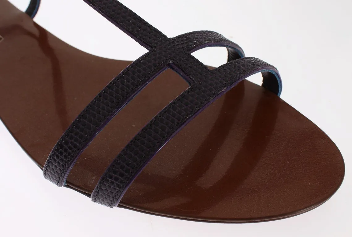 Purple Lizard Skin Leather Sandals