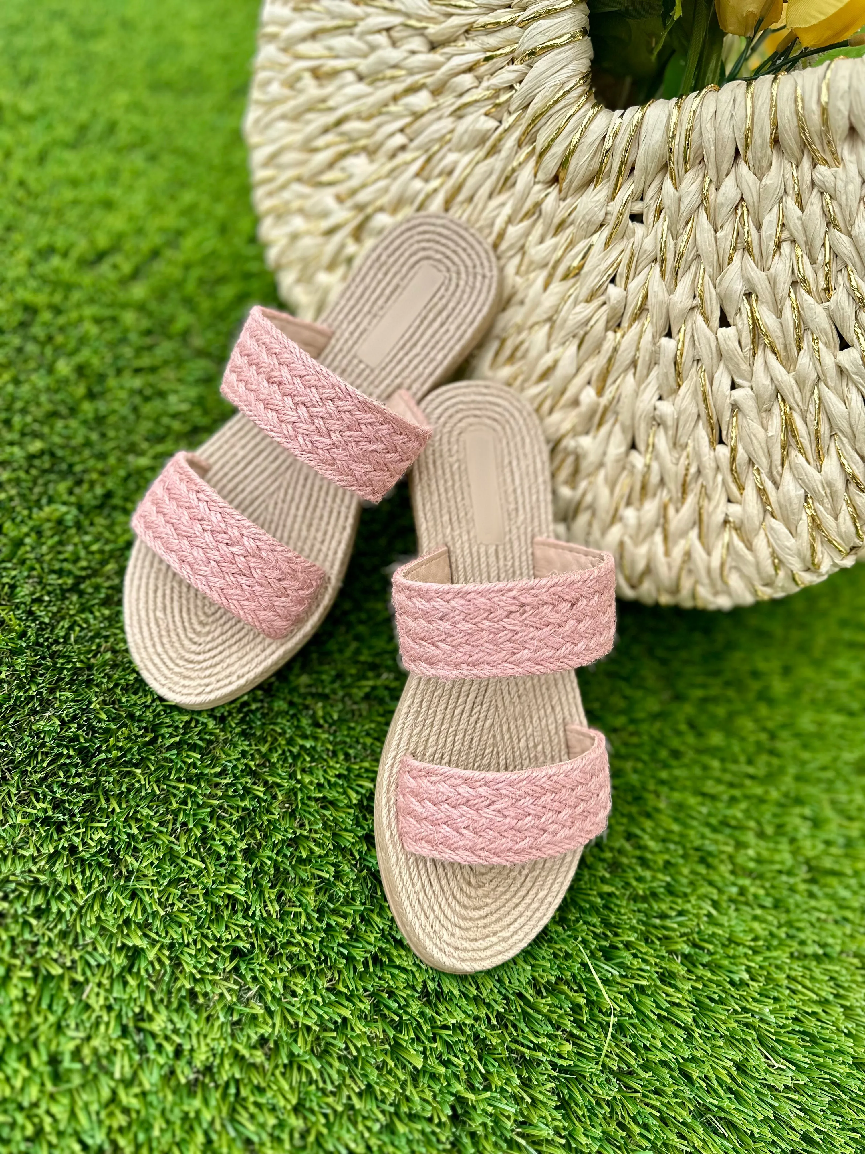 Raffia Double Strap Sandals
