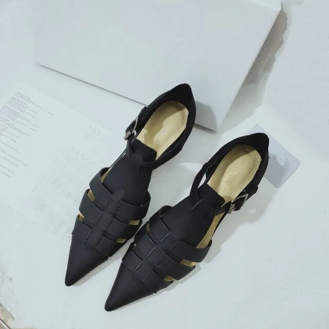 Scarpe Donna Ladies Sandal Women Shoes Buckle Chaussures Femme Pointed Toe Female Shoes Low Heel Gladiator Sandals Women New