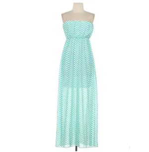 Strapless Chevron Maxi Dress