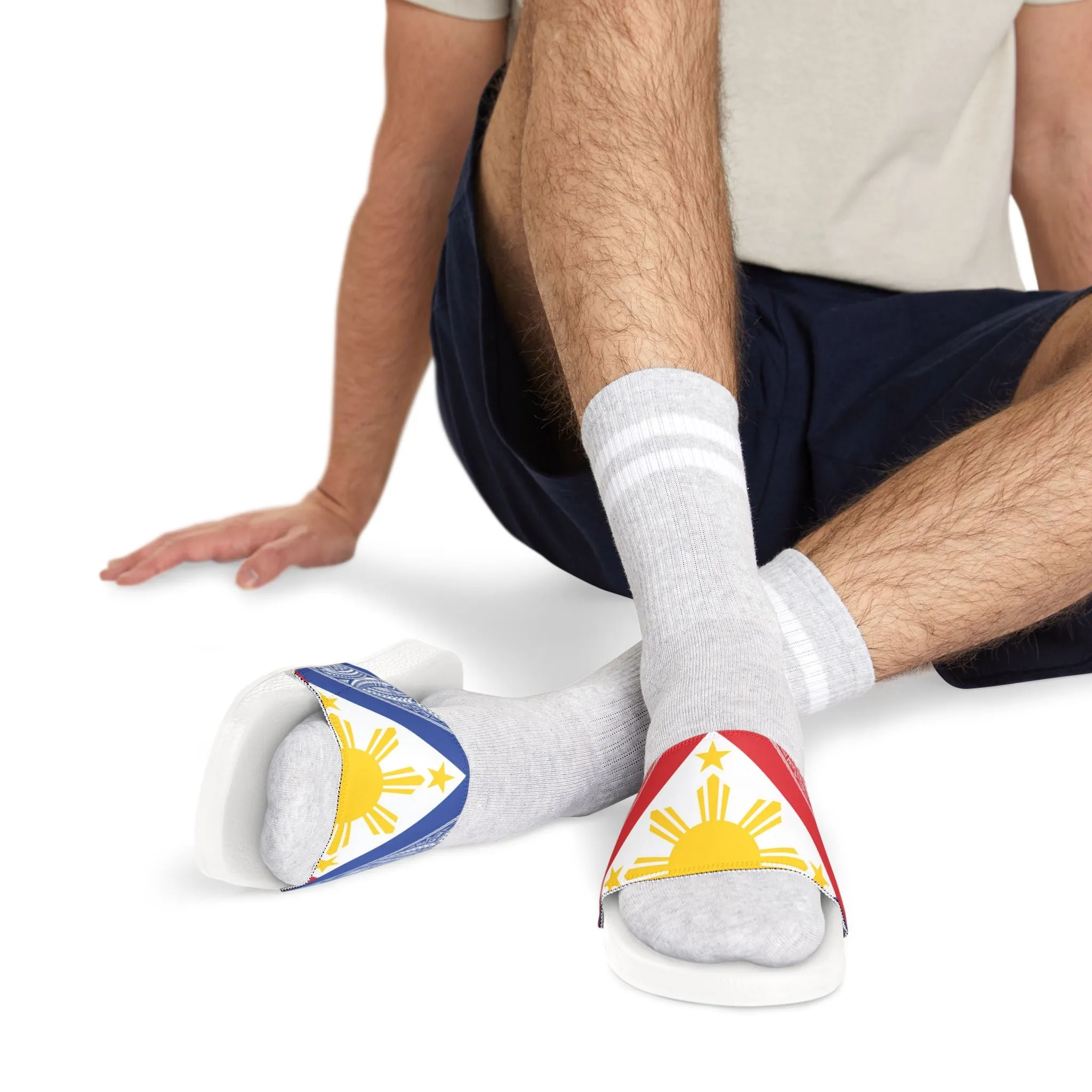Tribal Bandana Men's Removable-Strap Sandals with Filipino Sun Design - Perfect for Summer and Casual Wear