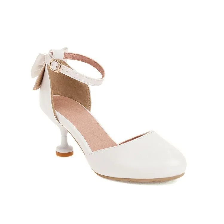 Women's Back Bow Tie Ankle Strap High Heels Sandals