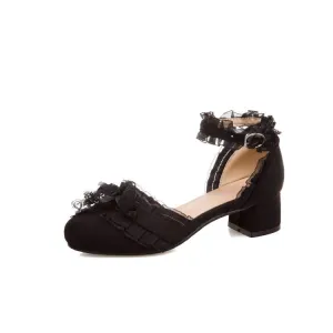 Women's Lace Knot Ankle Strap Block Heel Sandals