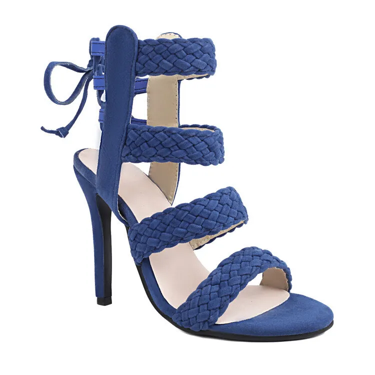 Women's Tied Ankle Strap Stiletto Heel Sandals