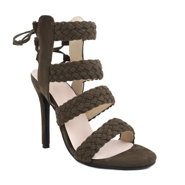 Women's Tied Ankle Strap Stiletto Heel Sandals