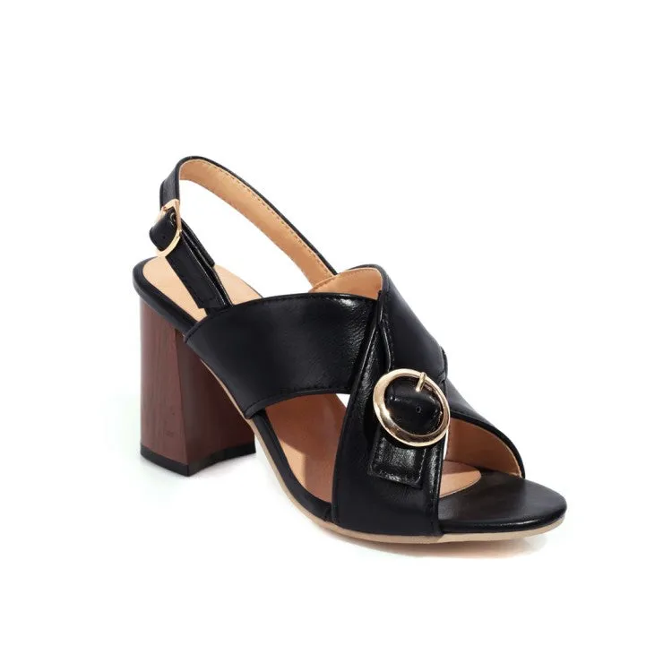Women's's Metal Buckle Block Heels Sandals