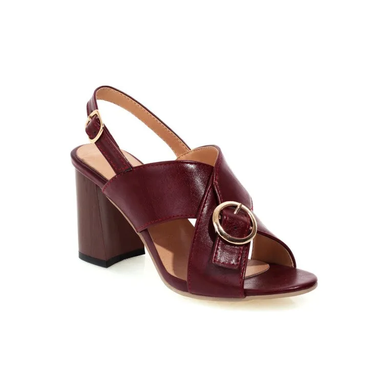Women's's Metal Buckle Block Heels Sandals